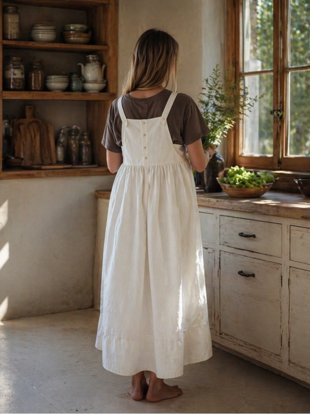 NWT Rudy Jude Organic Cotton Adult Apron Dress in Salt Size S - Picture 4 of 17